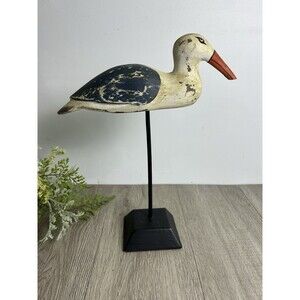 Vintage Look Folk Art Style Wooden Sea Bird Duck Gull Figurine On Stand 13”H
